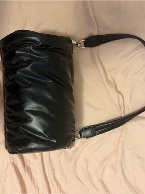 Brandon Blackwood Glossy Black Quilted Shoulder Bag